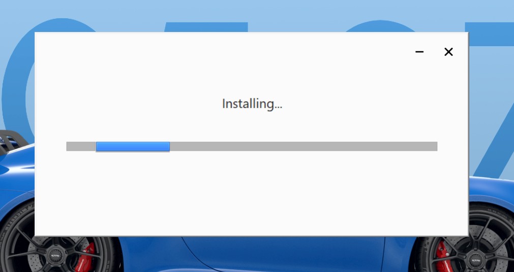 Installer window with installing text