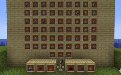 All potions in item frames and important ingredients in Minecraft