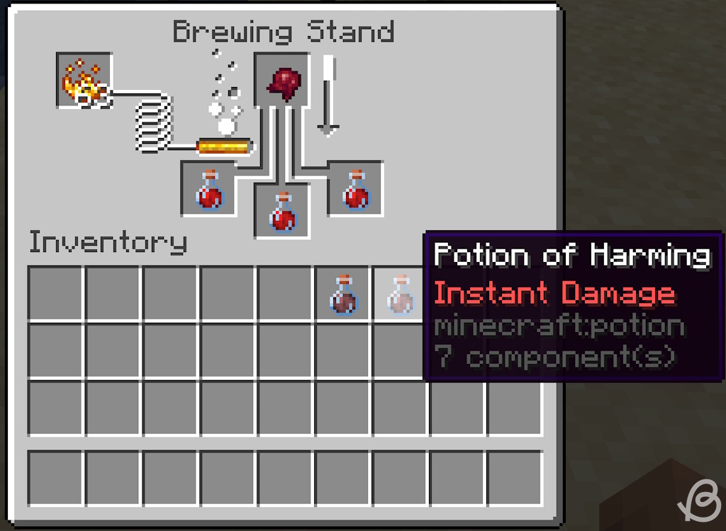 Potion of harming and its ingredient in Minecraft