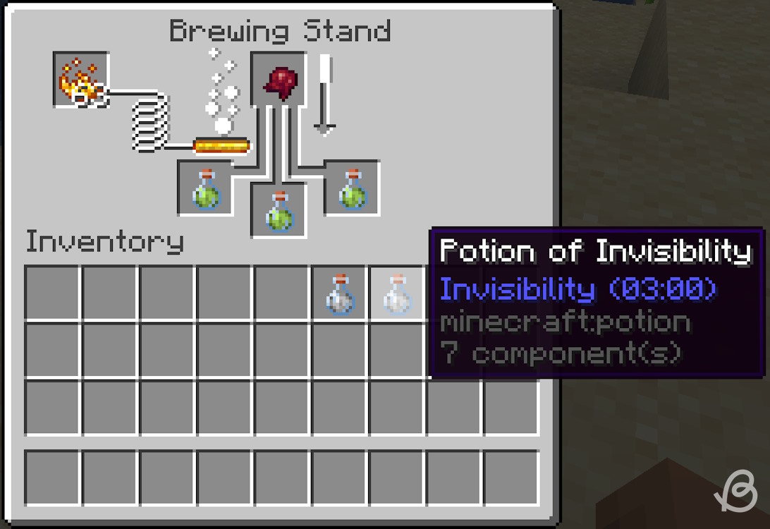 Potion of invisibility and its ingredient in Minecraft