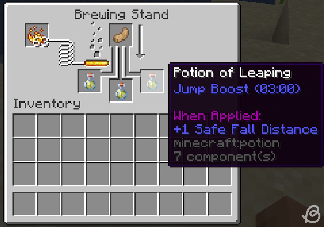 Potion of leaping and its ingredient in Minecraft