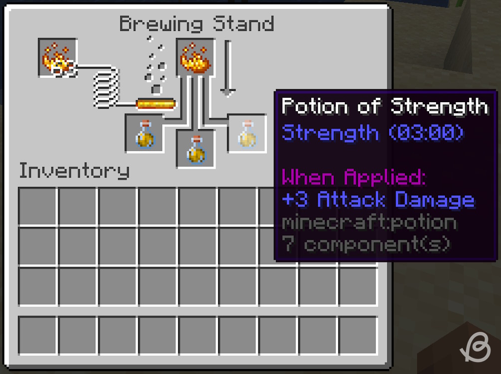 Potion of strength and its ingredient in Minecraft
