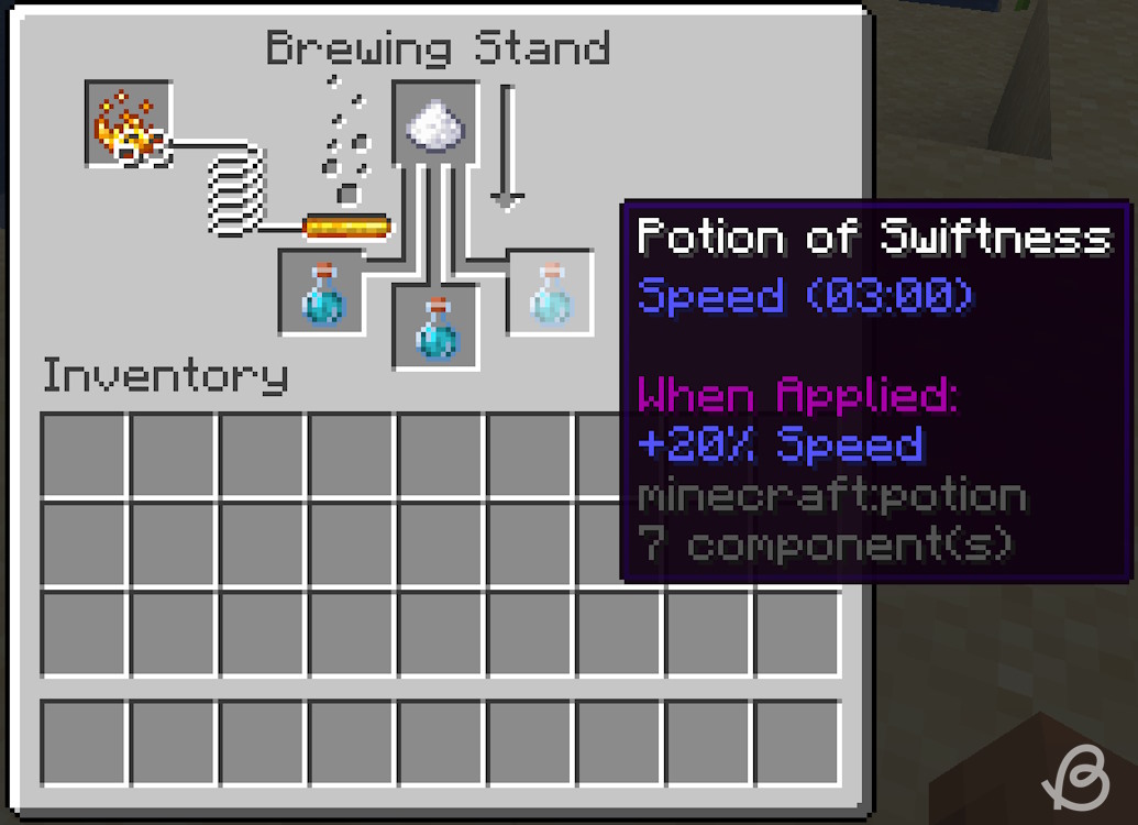 Potion of swiftness and its ingredient in Minecraft