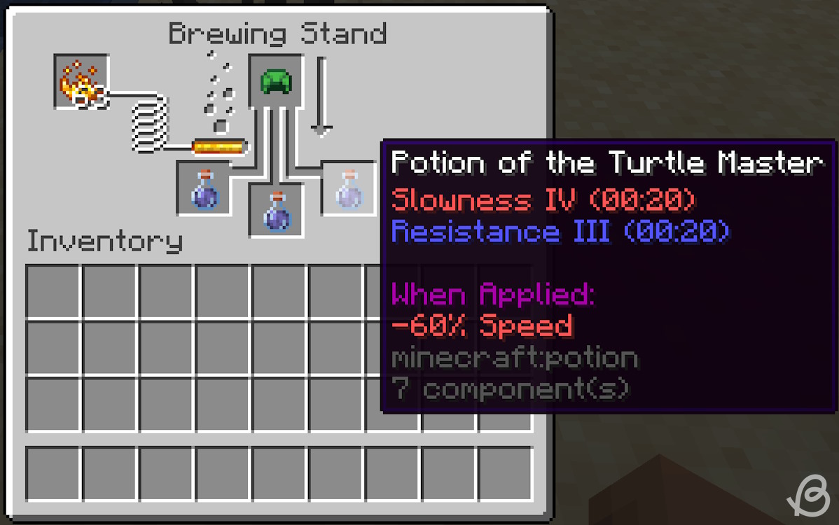 Potion of the turtle master and its ingredient in Minecraft