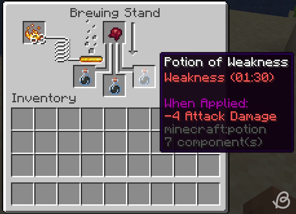 Potion of weakness and its ingredient in Minecraft