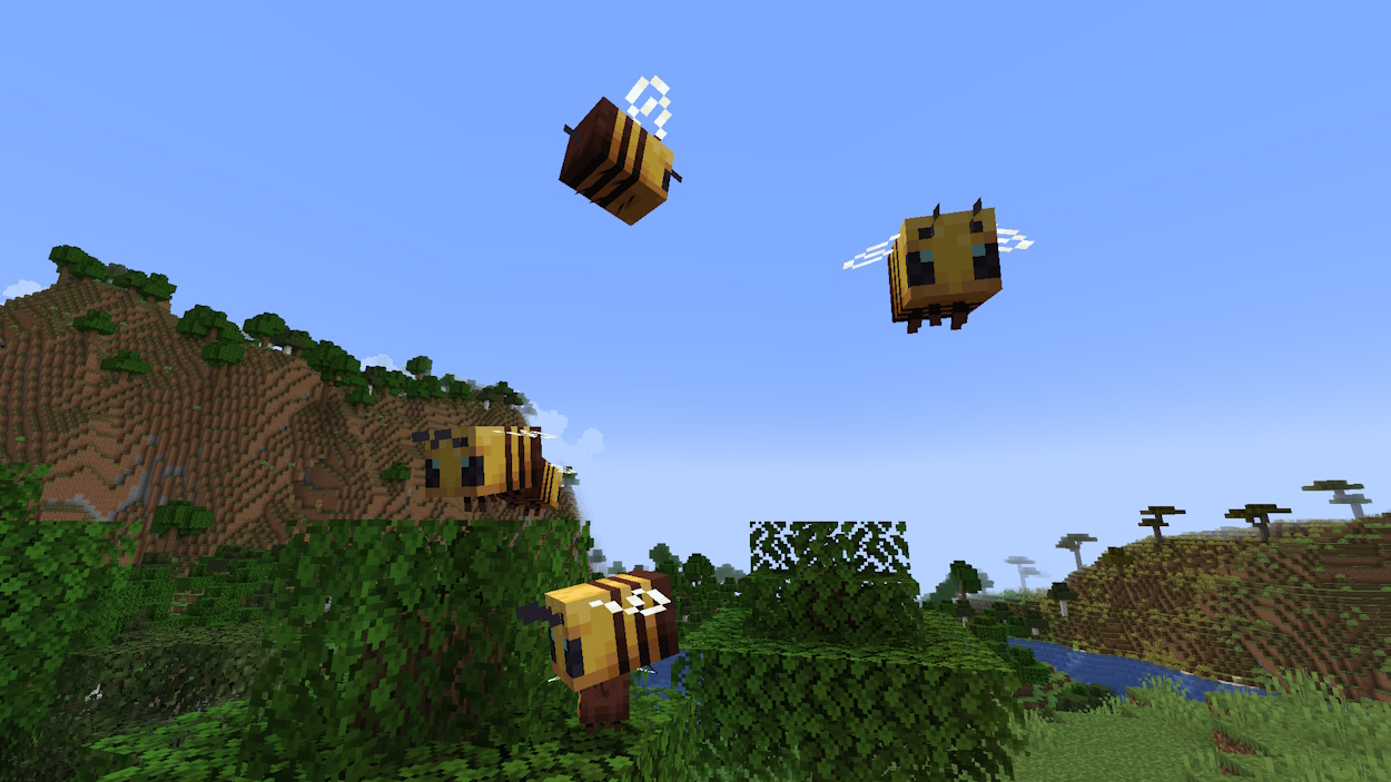 Bees flying