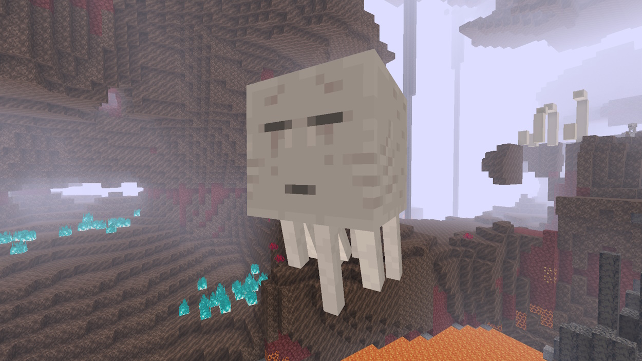 Ghast Minecraft mob in a soul sand valley