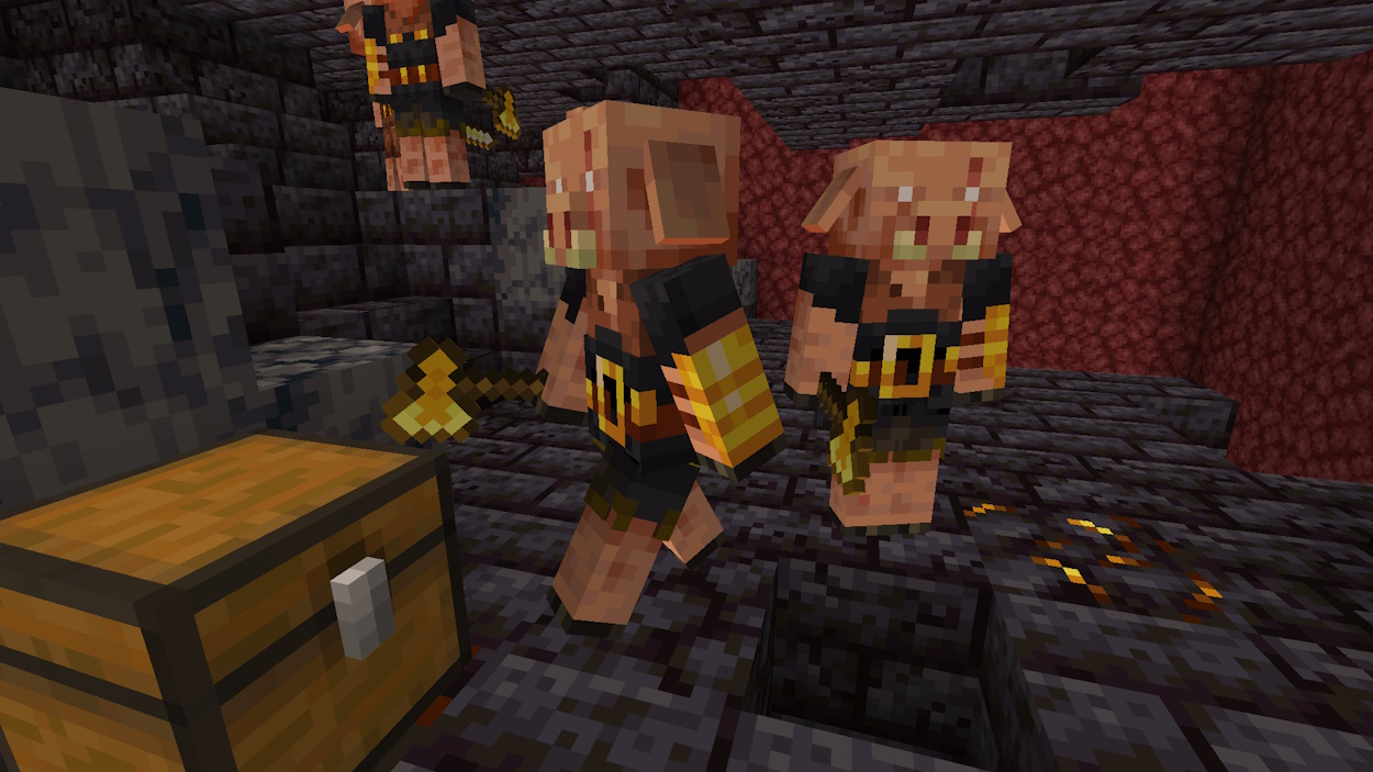 Minecraft mobs piglin brutes in a bastion