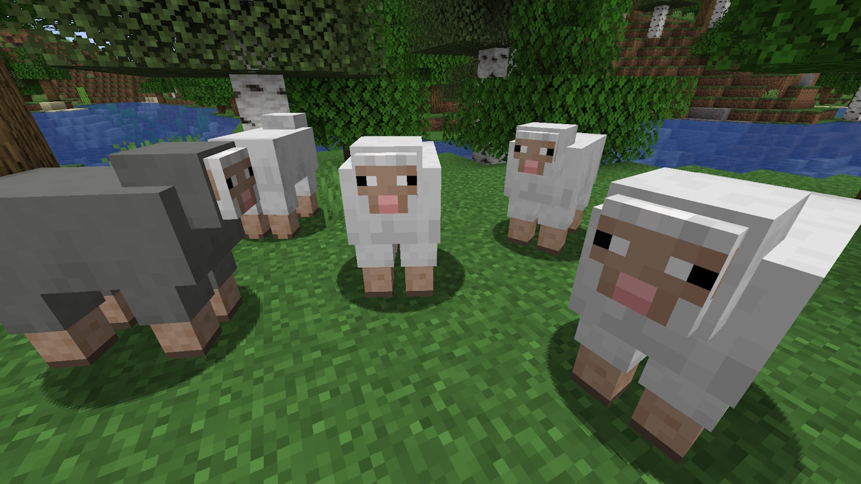 Minecraft mobs sheep in a forest