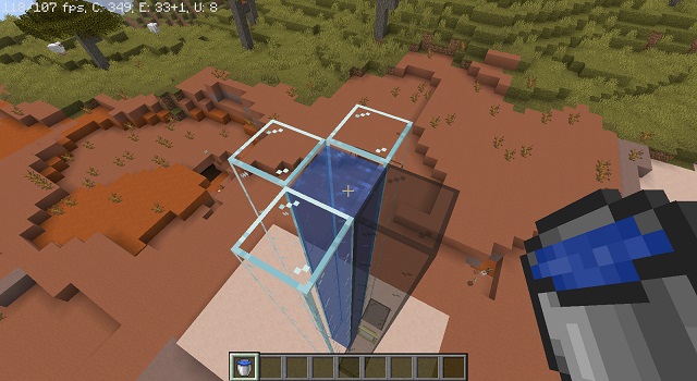 Put water in the water riser - How to make a water riser in Minecraft