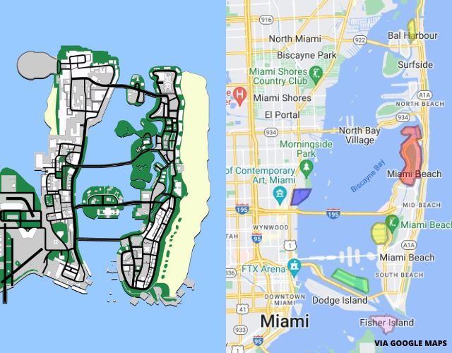 Alleged GTA 6 (left) map leak from the same leaker : r/GTA