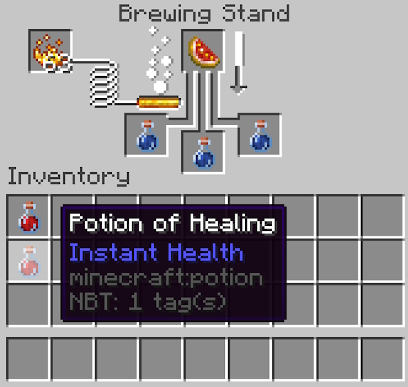 Brewing a Potion of Healing in Minecraft
