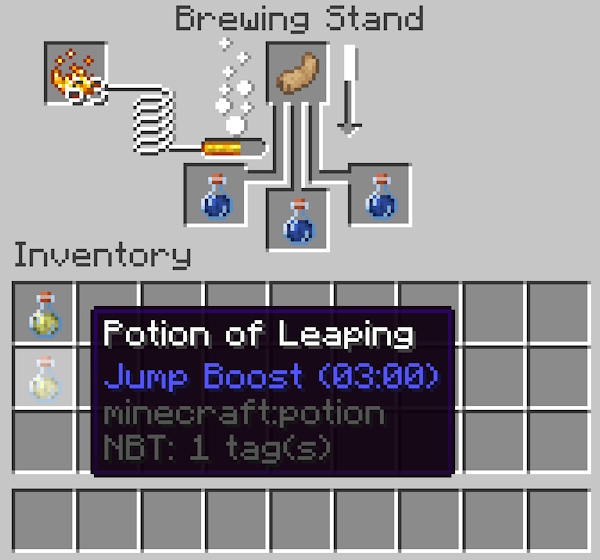 Brewing a Potion of Leaping in Minecraft