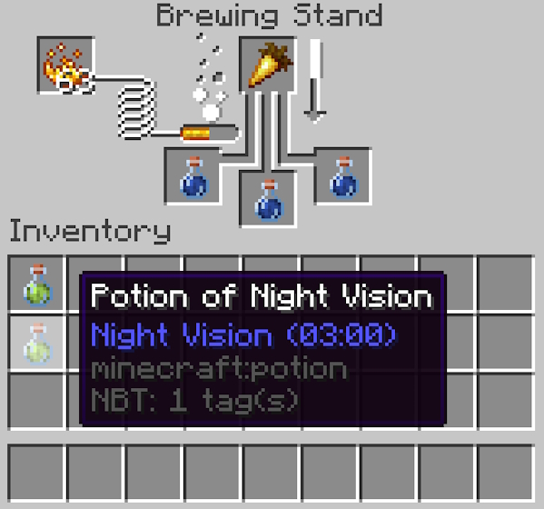 Brewing a Potion of Night Vision in Minecraft