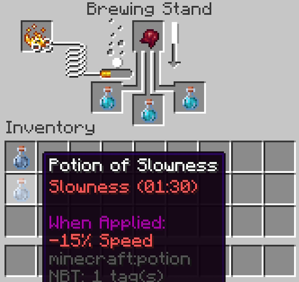Brewing a Potion of Slowness in Minecraft