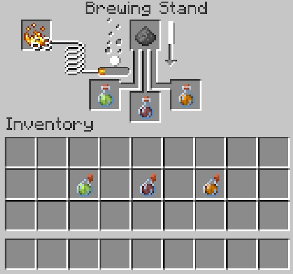 Brewing splash potions in Minecraft