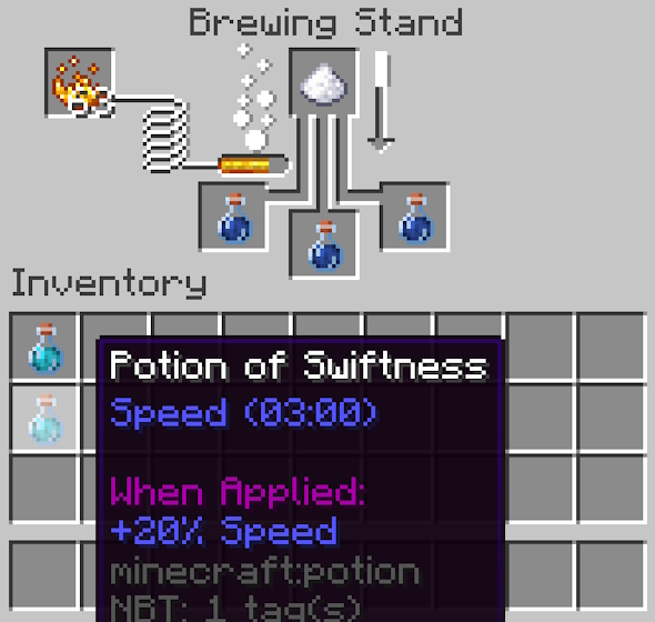Brewing a Potion of Swiftness in Minecraft