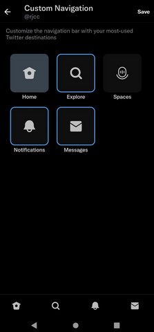 Twitter Blue Users on Android Customize Their Navigation Bar