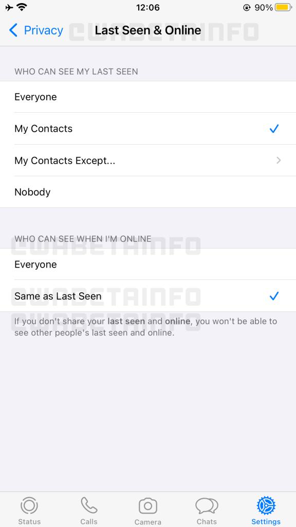 whatsapp hide online status from everyone