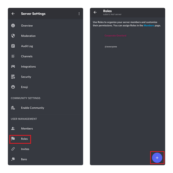 create new discord role mobile