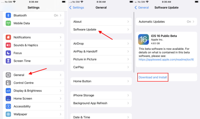 download and install ios 16 beta in settings