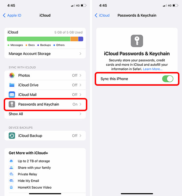 Aktivieren Sie Die Icloud-Synchronisierung Für Den Schlüsselbund