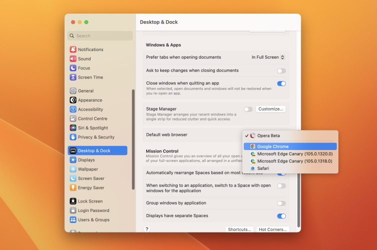 change default browser from safari to chrome mac