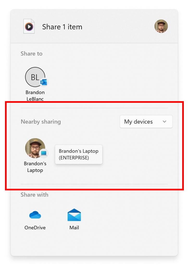 windows 11 beta 22622.436 improved nearby sharing