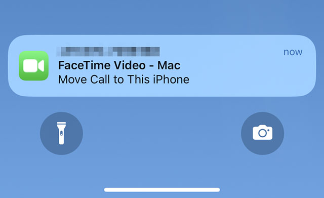 notification to handoff facetime call to iPhone
