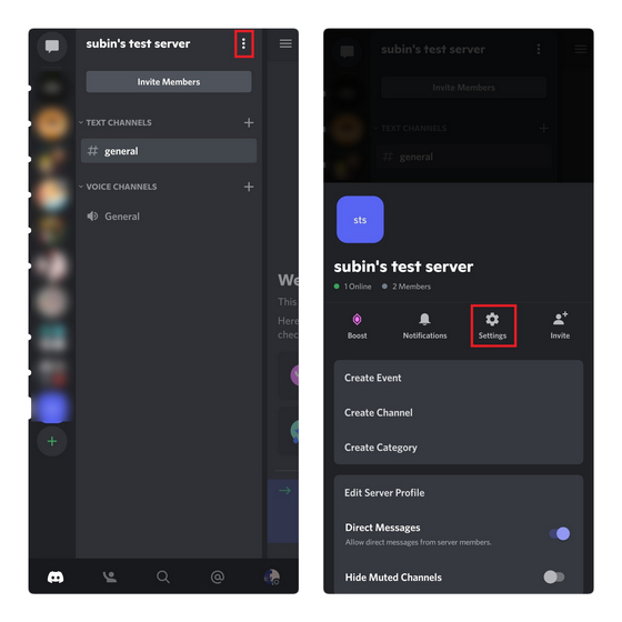 open discord settings on phone