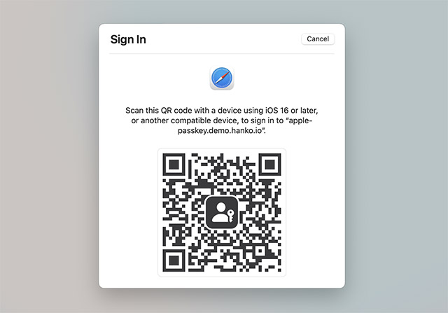 qr code to sign in passkey