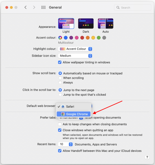 set chrome as default browser on mac