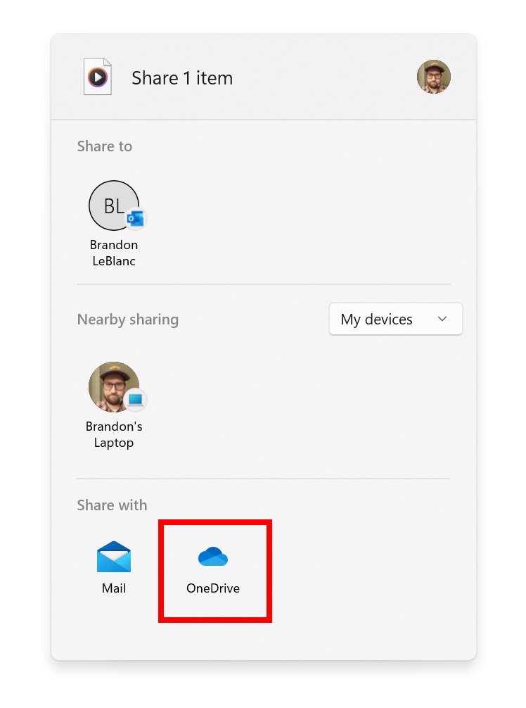 windows 11 beta 22622.436 onedrive sharing option