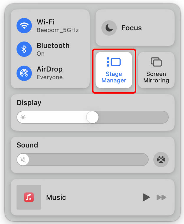 Stage Manager Icon In Control Center