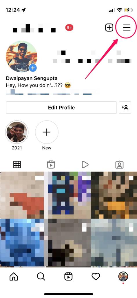 página de perfil do Instagram