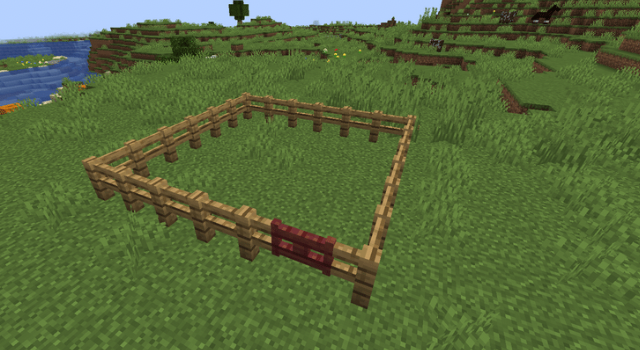 Fence boundary of cow farm How to Make a Cow Farm in Minecraft