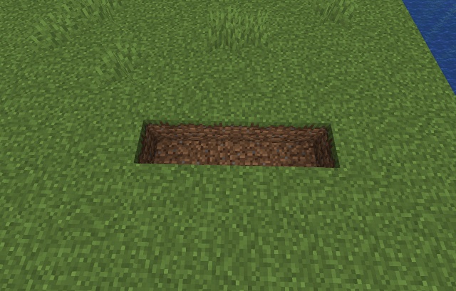 A four block hole in the ground