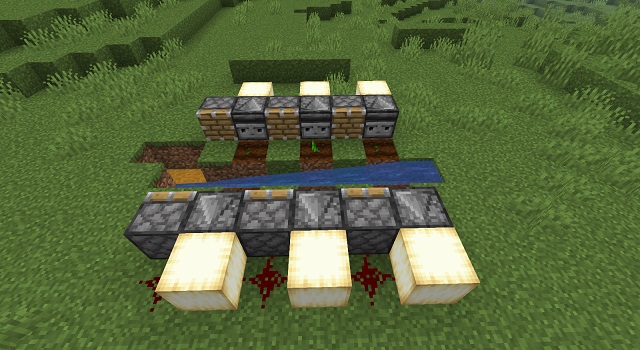 Redstone Dust behind Pistons in Pumpkin Farm of Minecraft