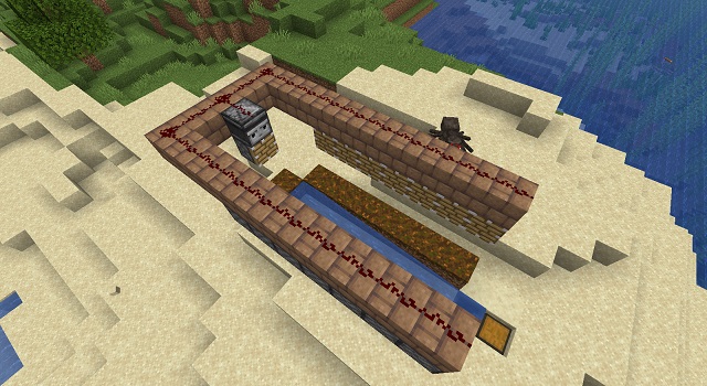 Redstone trên Boundary Blocks trong trang trại mía đường