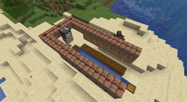 Redstone on Boundary Blocks in Sugar cane farm