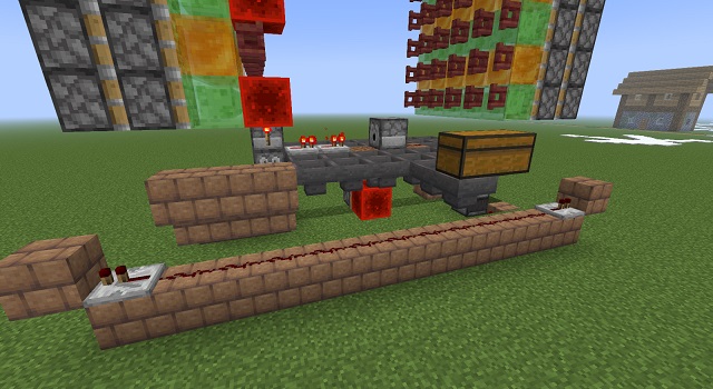 Redstone on mud block row