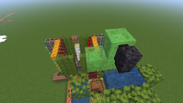 Slime blocks with a wall block on them
