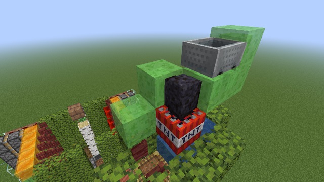 TNT with Minecart in Minecraft Tree Farm