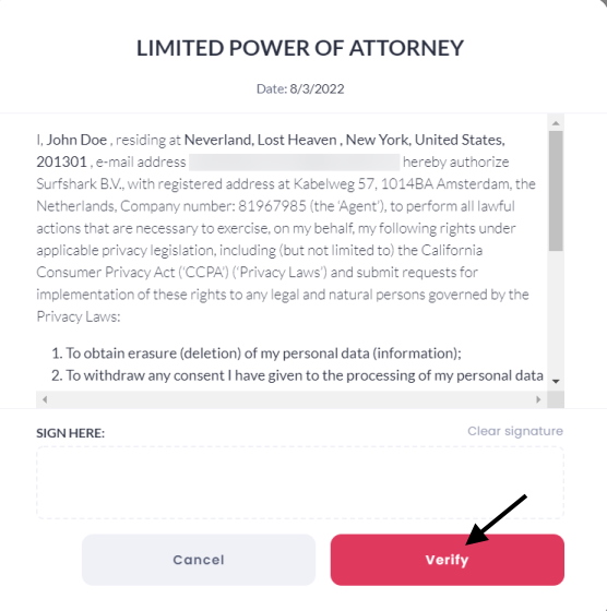 power of attorney incogni