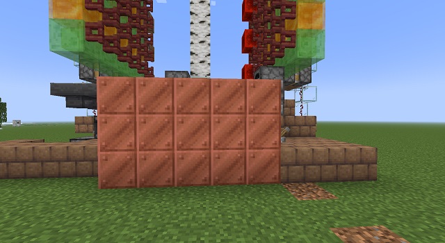 Wall of copper blocks