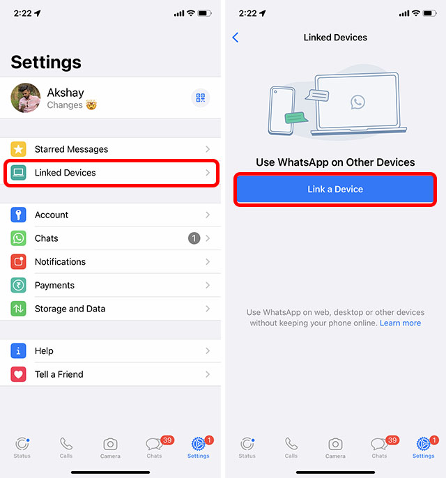 linked devices whatsapp settings