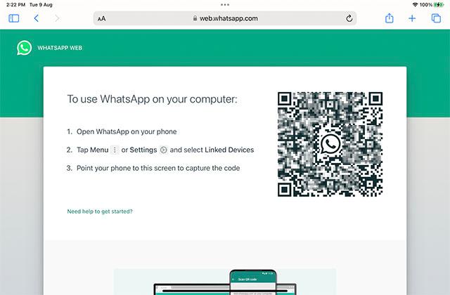 whatsapp web on ipad qr code