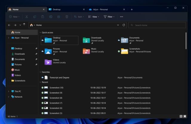 Tabs in File Explorer