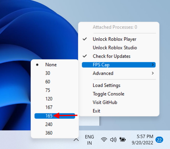 165 FPS option