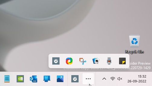 Enable taskbar overflow on Windows 11 (2022).